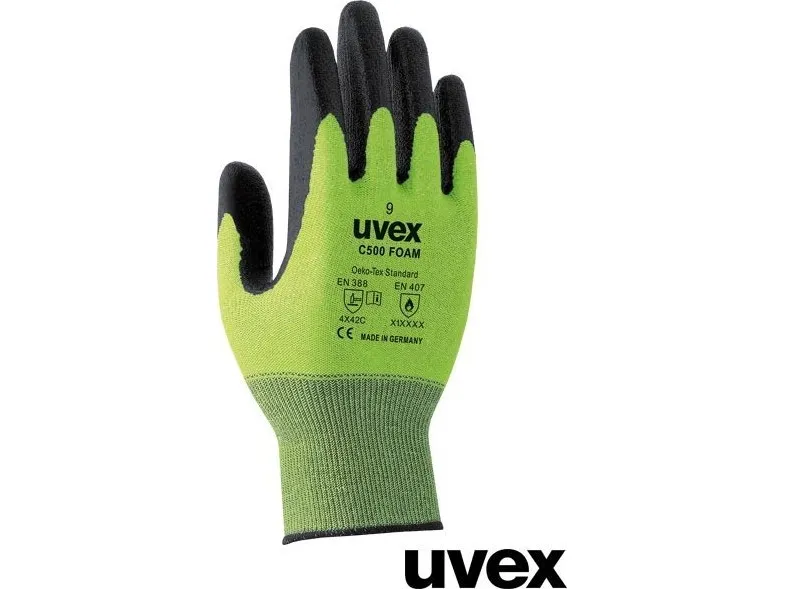 Uvex C500 foam, Sort, Grøn, Voksen, Voksen, Unisex, 1 stk, Polyethylen, Viskose, Polyamid, Glasfiber