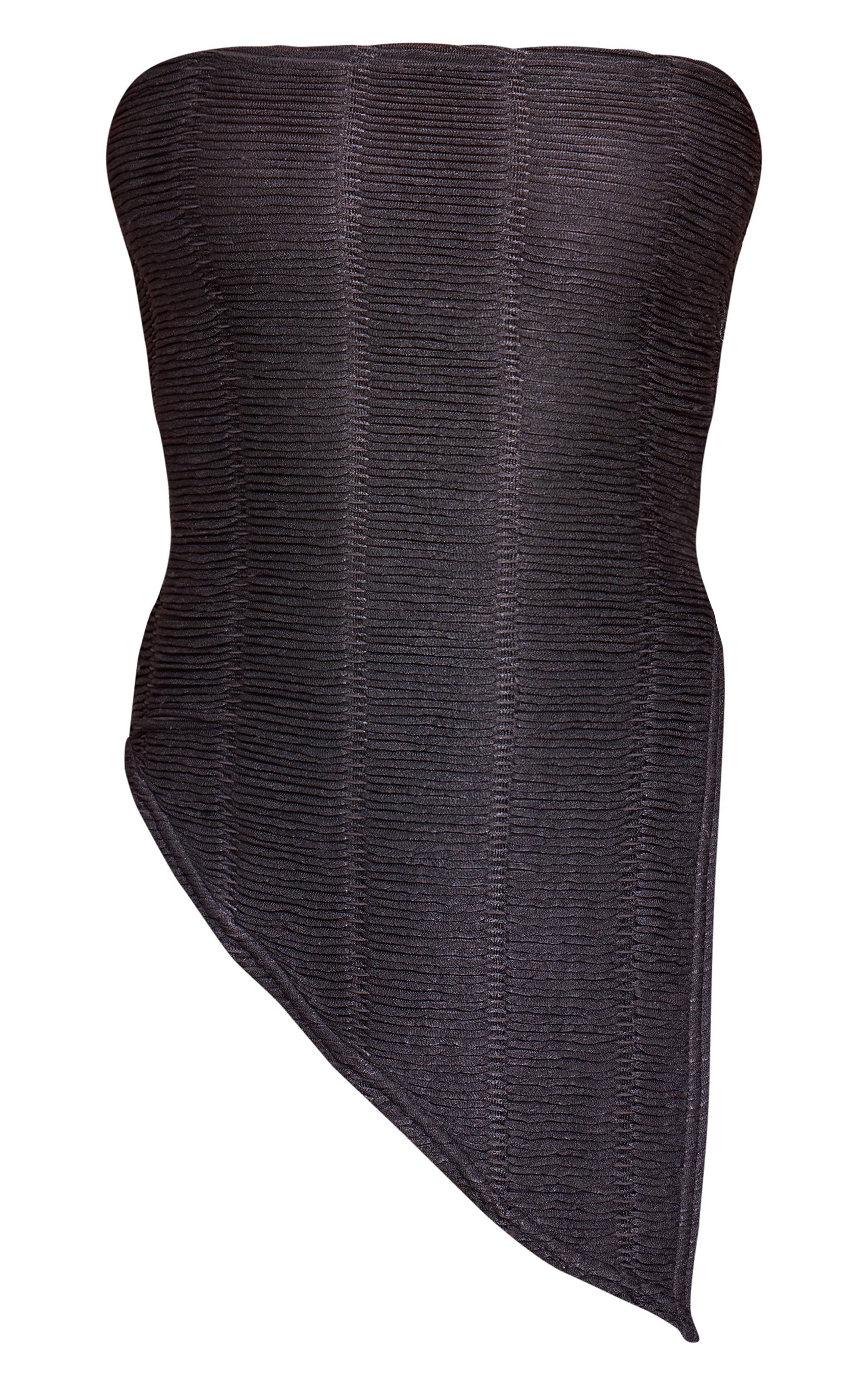 Charbon Top Bandeau Texturé À Ourlet Asymétrique