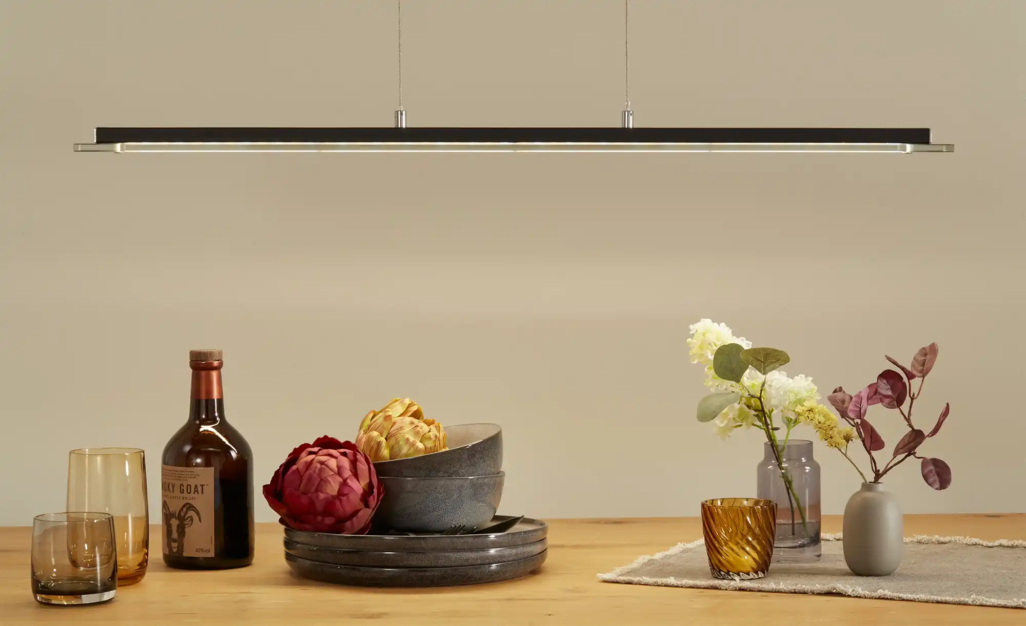 Fischer-Honsel LED-Pendelleuchte, schwarz-matt/Rauchglas
