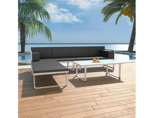 VIDAXL - Salon extérieur Salon de jardin 4 pcs et coussins aluminium noir