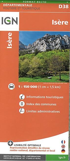 IGN - D38 ISERE ECHELLE 1 150 000