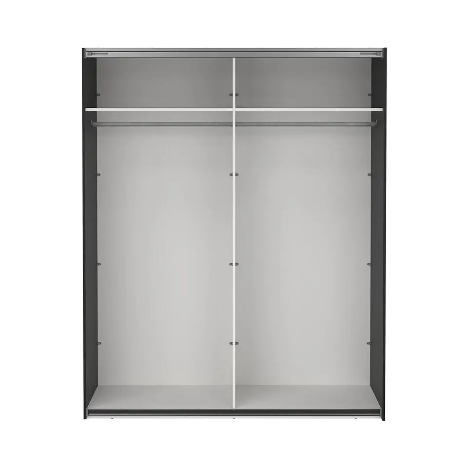 Hioshop Catania schuifdeurkast 2 deuren met spiegel 180x220cm mat zwart