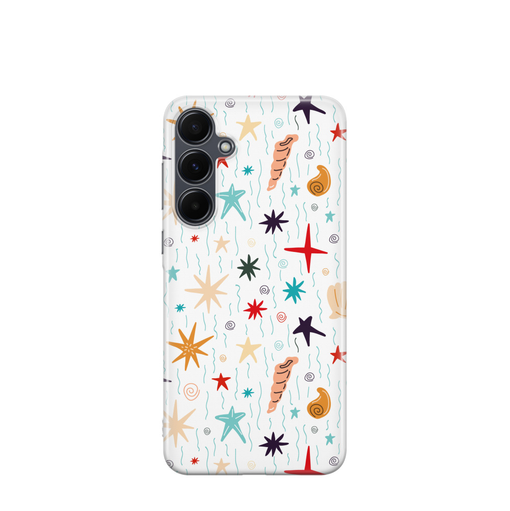Samsung Galaxy A55 Gummi Hülle Meeresmuster - Weiss