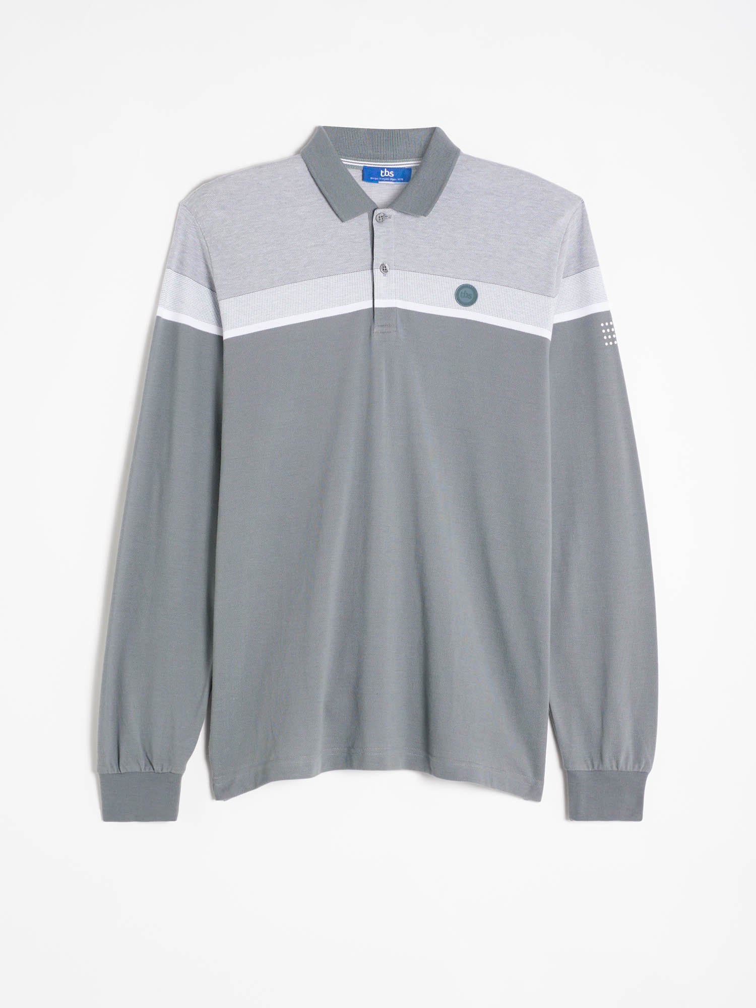 Polo Homme Manches Longues Coton Biologique Gris