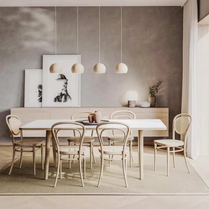 Thonet - 214 Bugholzstuhl, Rohrgeflecht mit Kunststoffstützgewebe / Buche natur (TP 17)