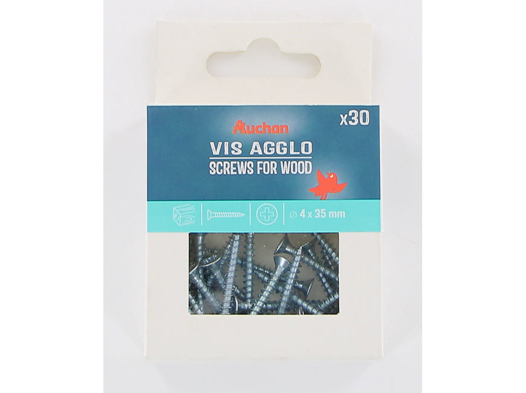 PARAFUSO PARA MADEIRA AUCHAN 30 PEÇAS 4X35MM