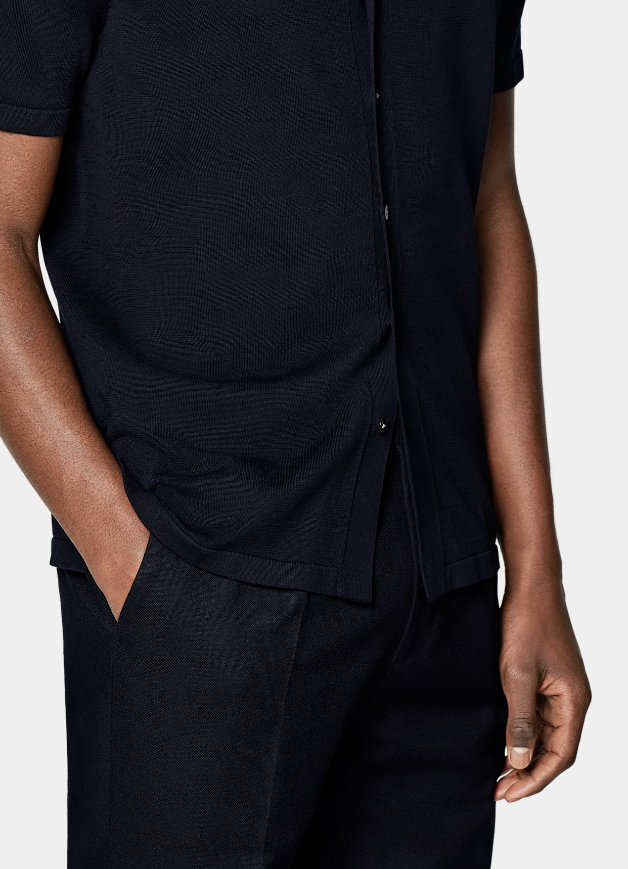 Cardigan type polo bleu marine