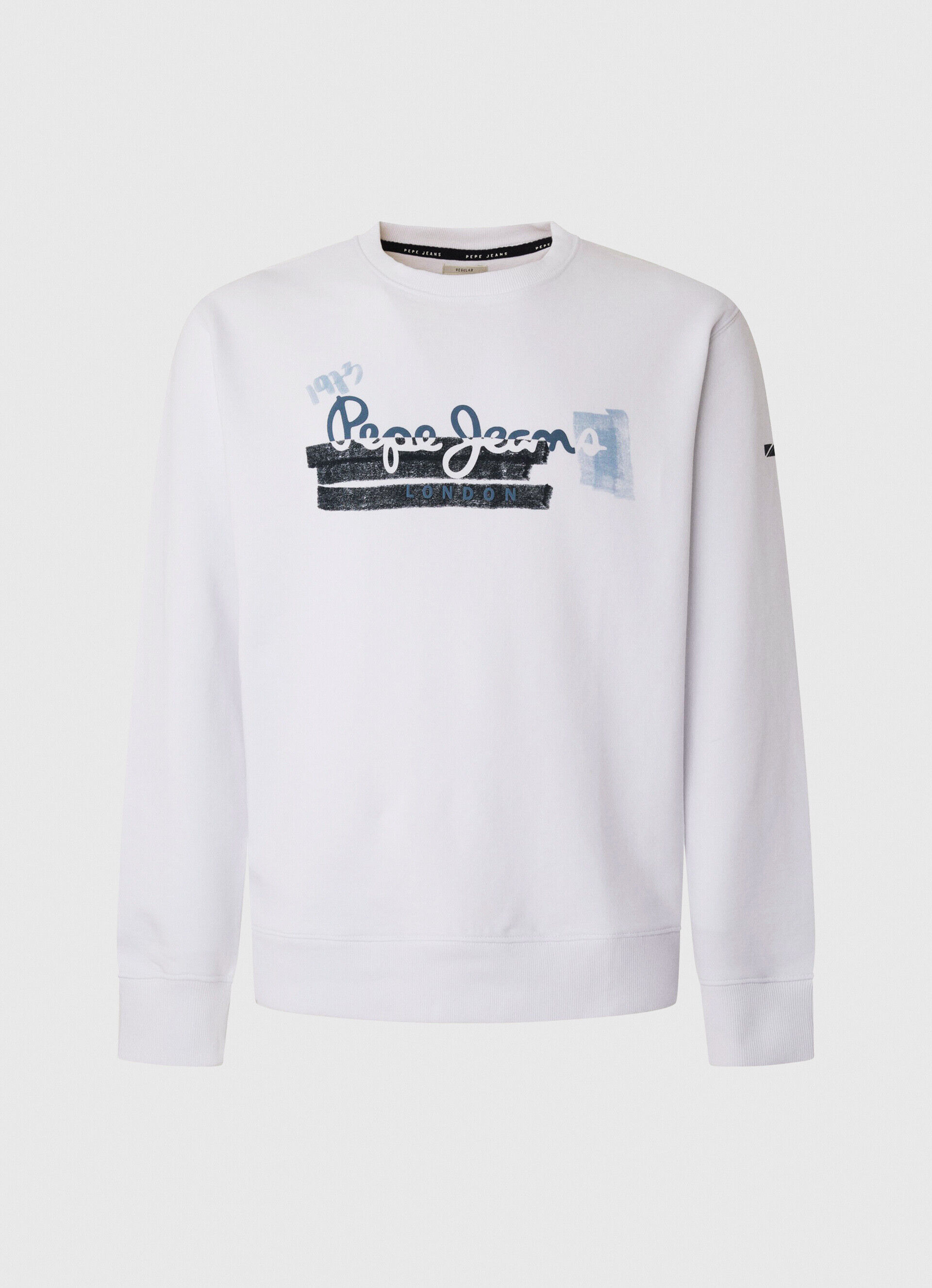 Moletom de algodão com gola redonda - branco