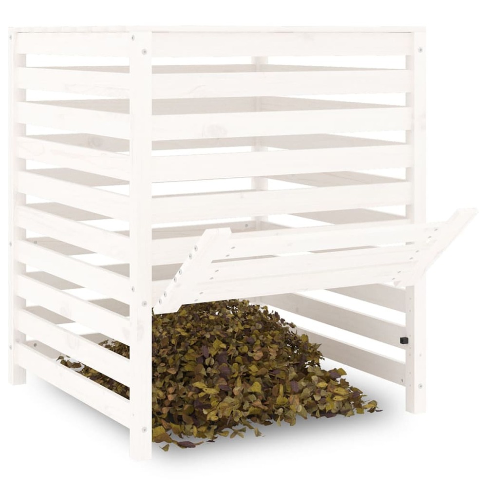 Composteur blanc 82,5x82,5x99,5 cm bois massif de pin