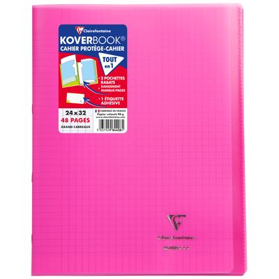 Clairefontaine Koverbook - Cahier polypro 24 x 32 cm - 48 pages - grands carreaux (Seyes) - disponible dans différentes couleurs
