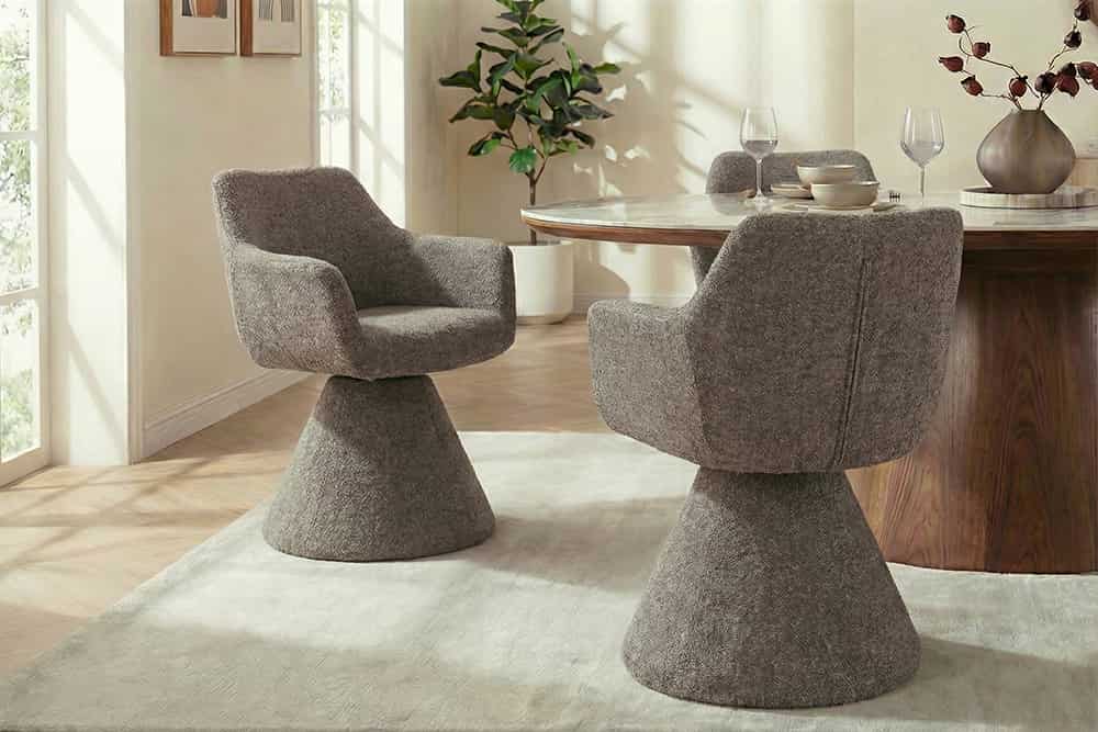 Drehbarer Stuhl AMBIENTO braun Strukturstoff 180° mit Auto-Return Polsterstuhl