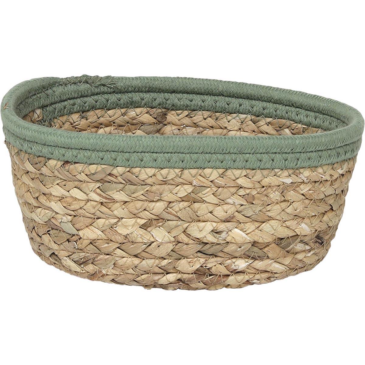 PANIER OVAL COTON MATIERE VEGETALE 21X16X9CM VERT