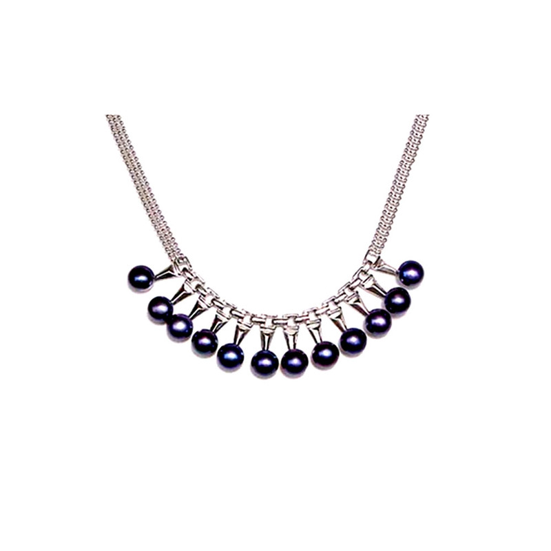Collier Perles de culture et Monture plaquée Or blanc