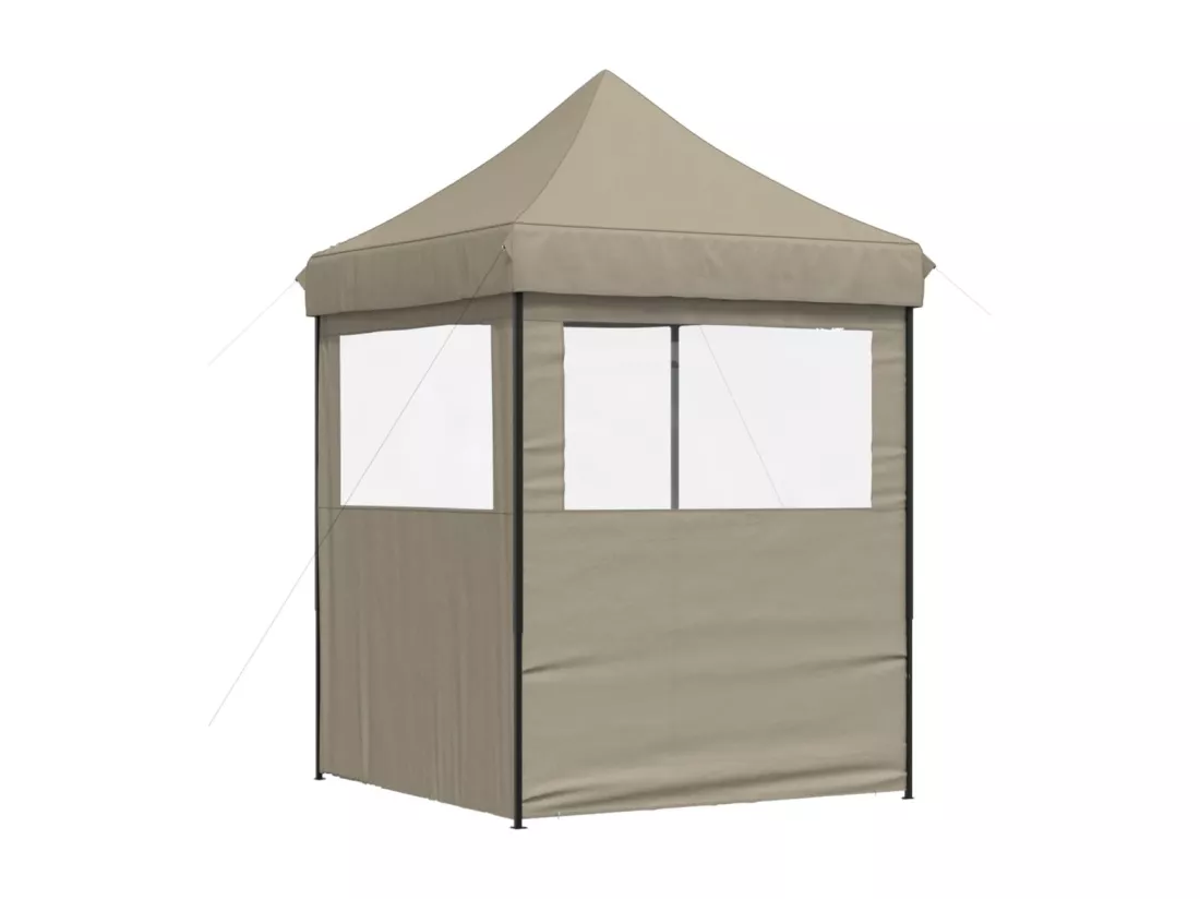 Tente de réception pliable escamotable avec 2 parois latérales