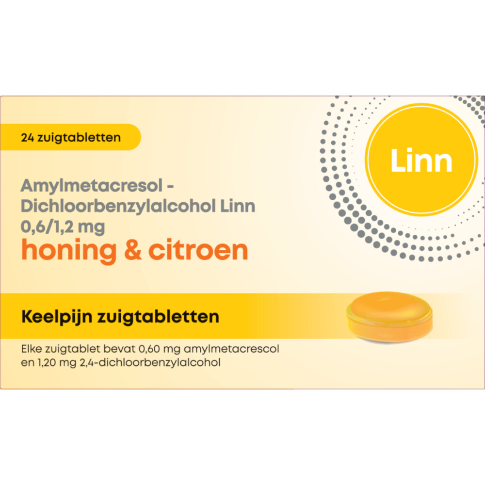 Linn Keelpijn Zuigtabletten Honing & Citroen24 tabletten