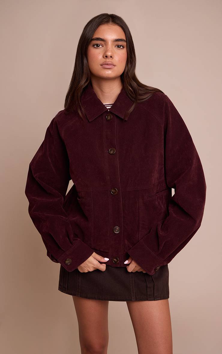 Rouge Bordeaux Veste Oversize En Synthétique