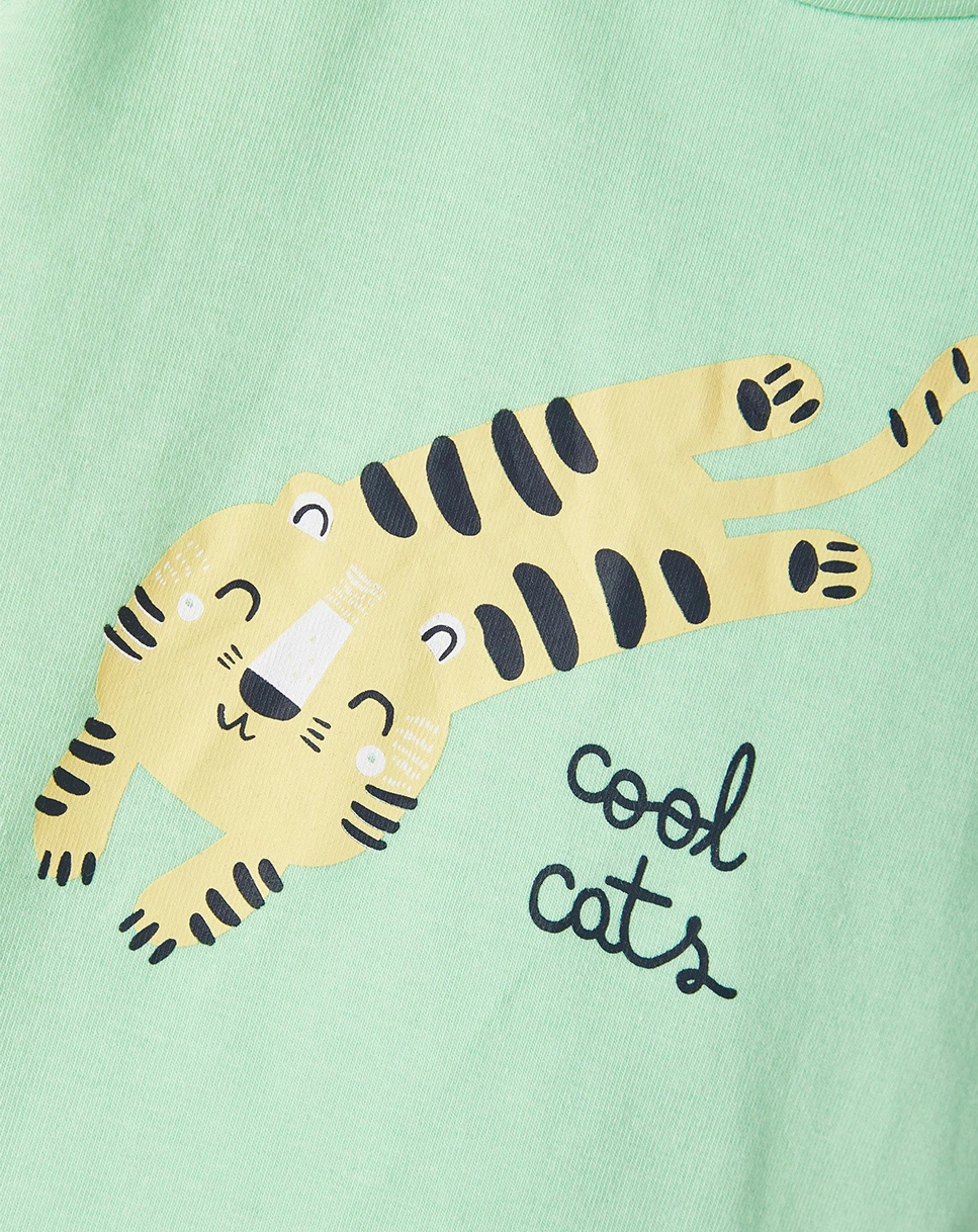 T-Shirt NBMFUNO - TIGER in green ash