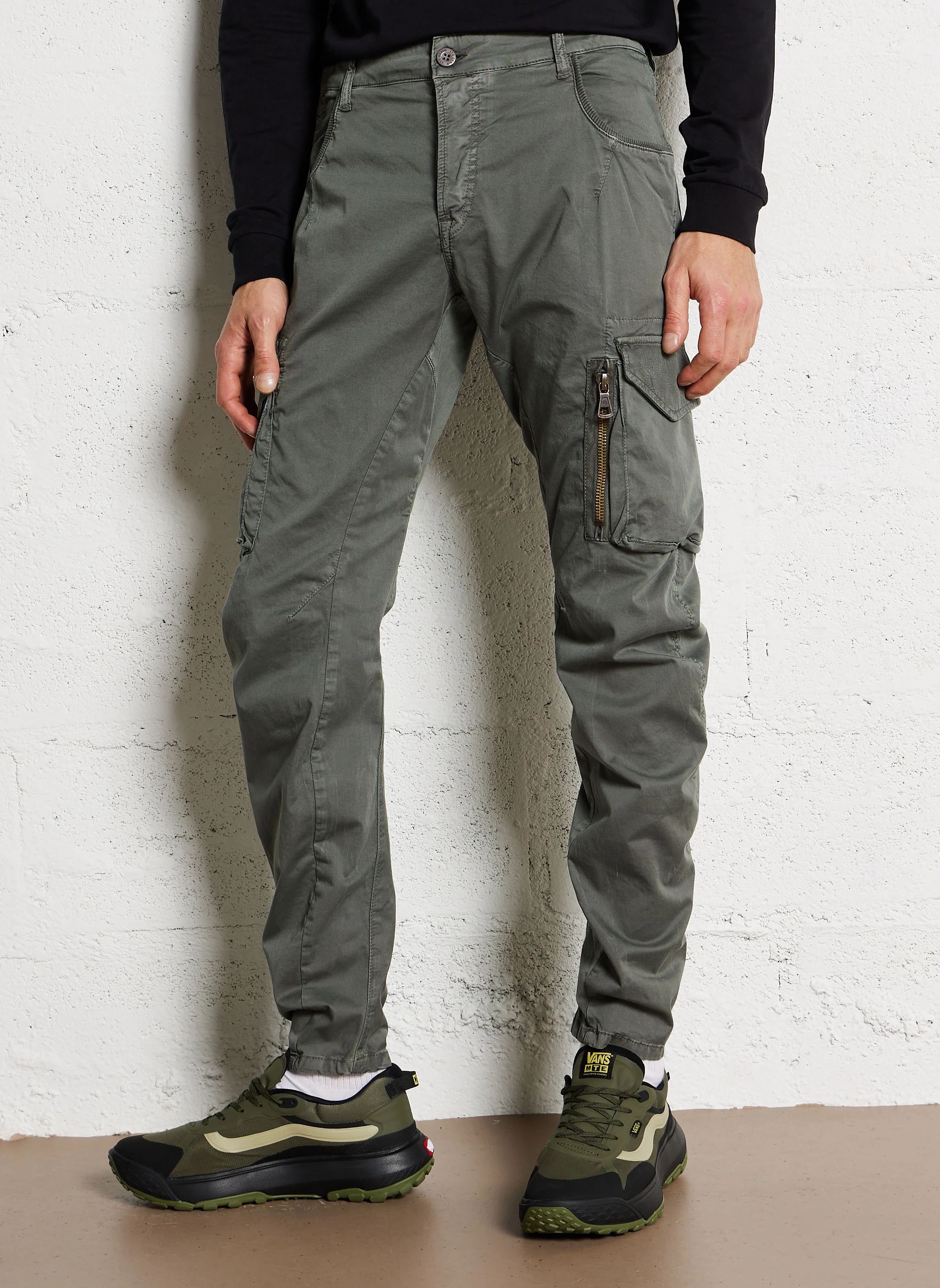 Pantalon treillis avec poches en coton | Gris