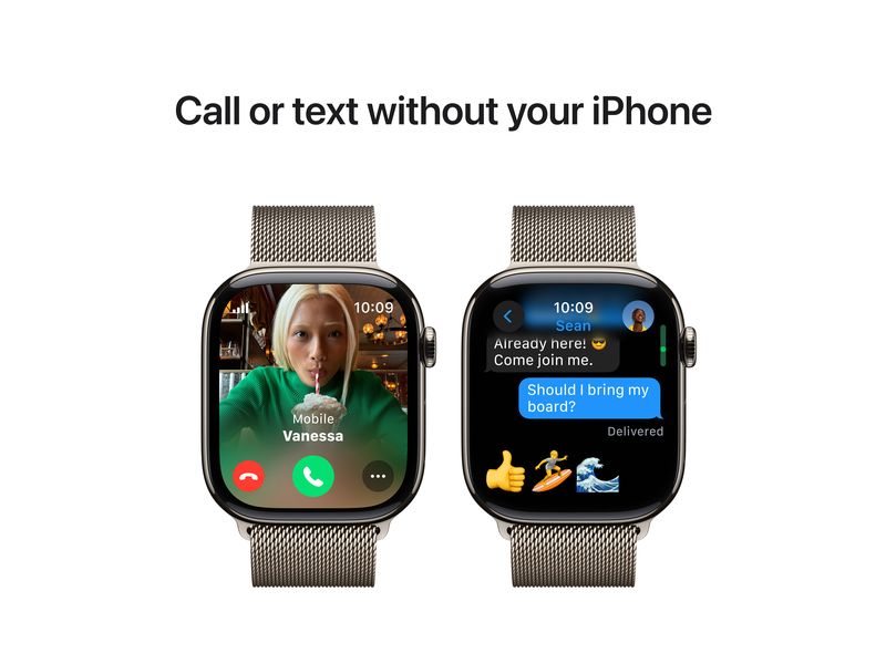 Apple Watch Series 10 46 mm LTE Natural Titanium Loop Milan Eine glatte Zehn