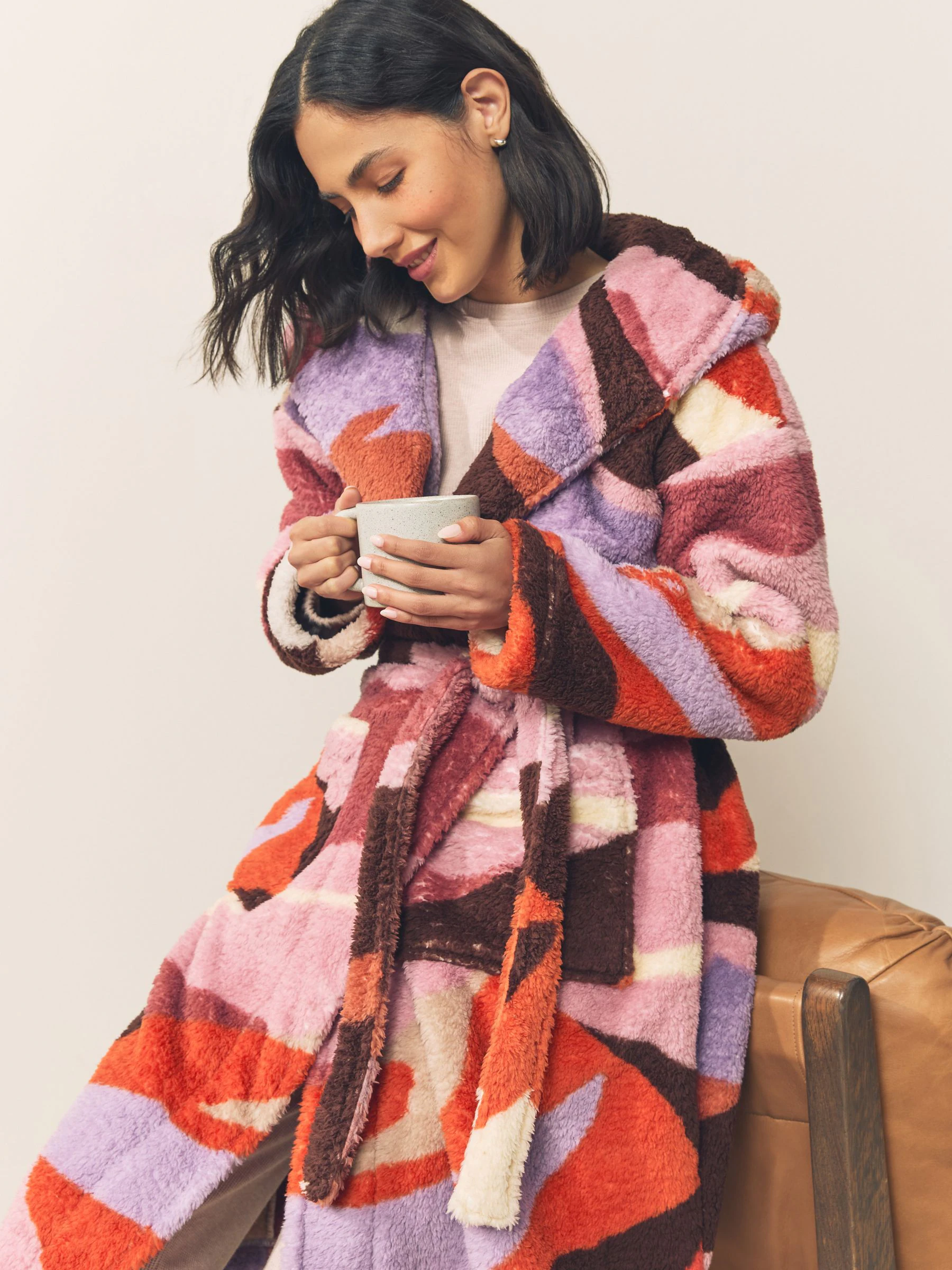 Orange Abstract Scene Print - Teddy Borg Dressing Gown