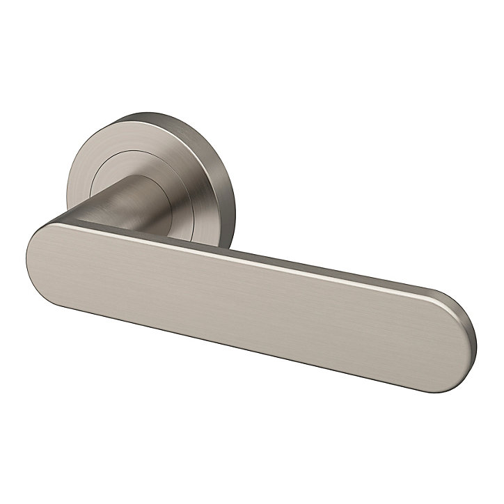 Ensemble poignée sur rosace rond à visser GoodHome Minzh effet nickel satin gris Ø50mm