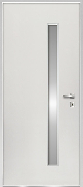 Porte d'entrée FORTIA acier blanc RAL 9003 Pasni 96 x h.218 cm poussant gauche