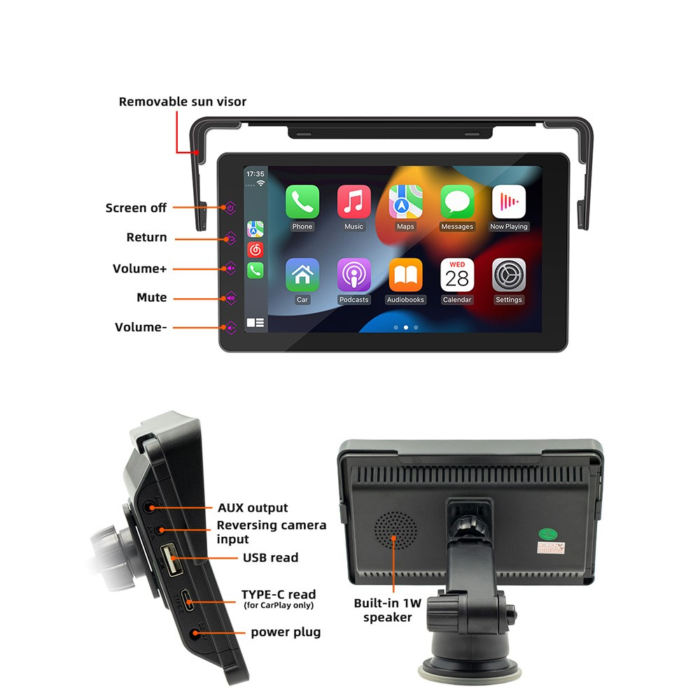 (182x104mm) Digitales Auto Radio FM Audio Transmitter Bluetooth MP5 Player mit 7