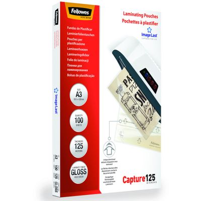 Fellowes - 100 pochettes de plastification A3 (303 x 426 mm) - 125 microns - brillantes