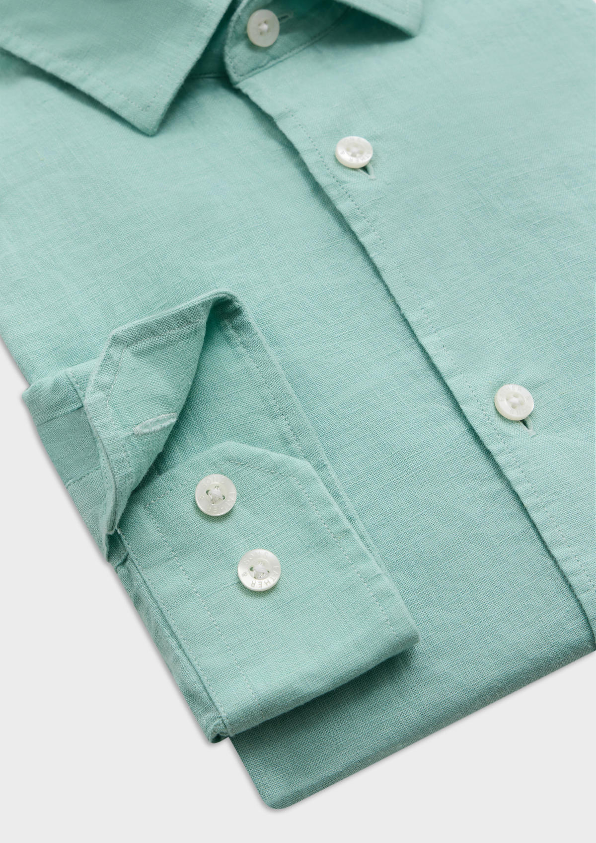 Chemise sport Slim en lin uni vert