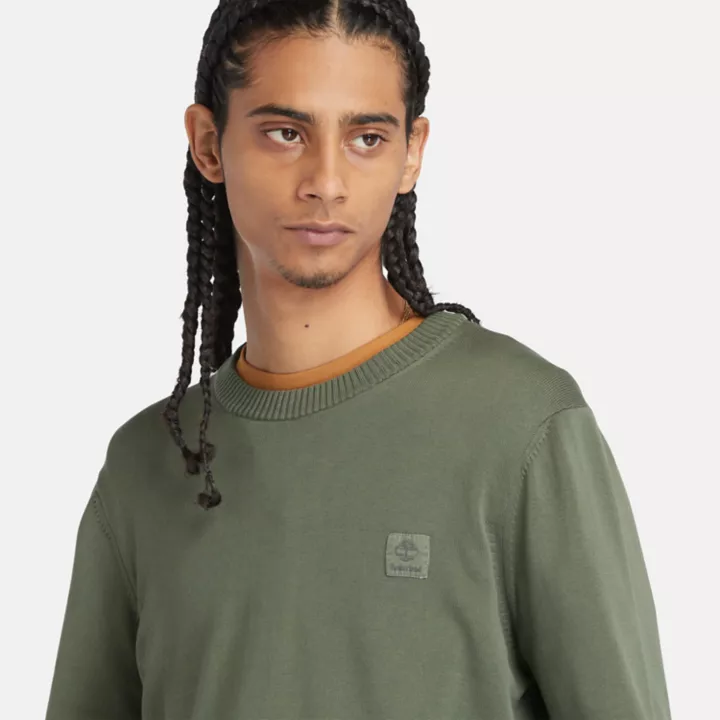 Pull teint en pièce pour homme en vert