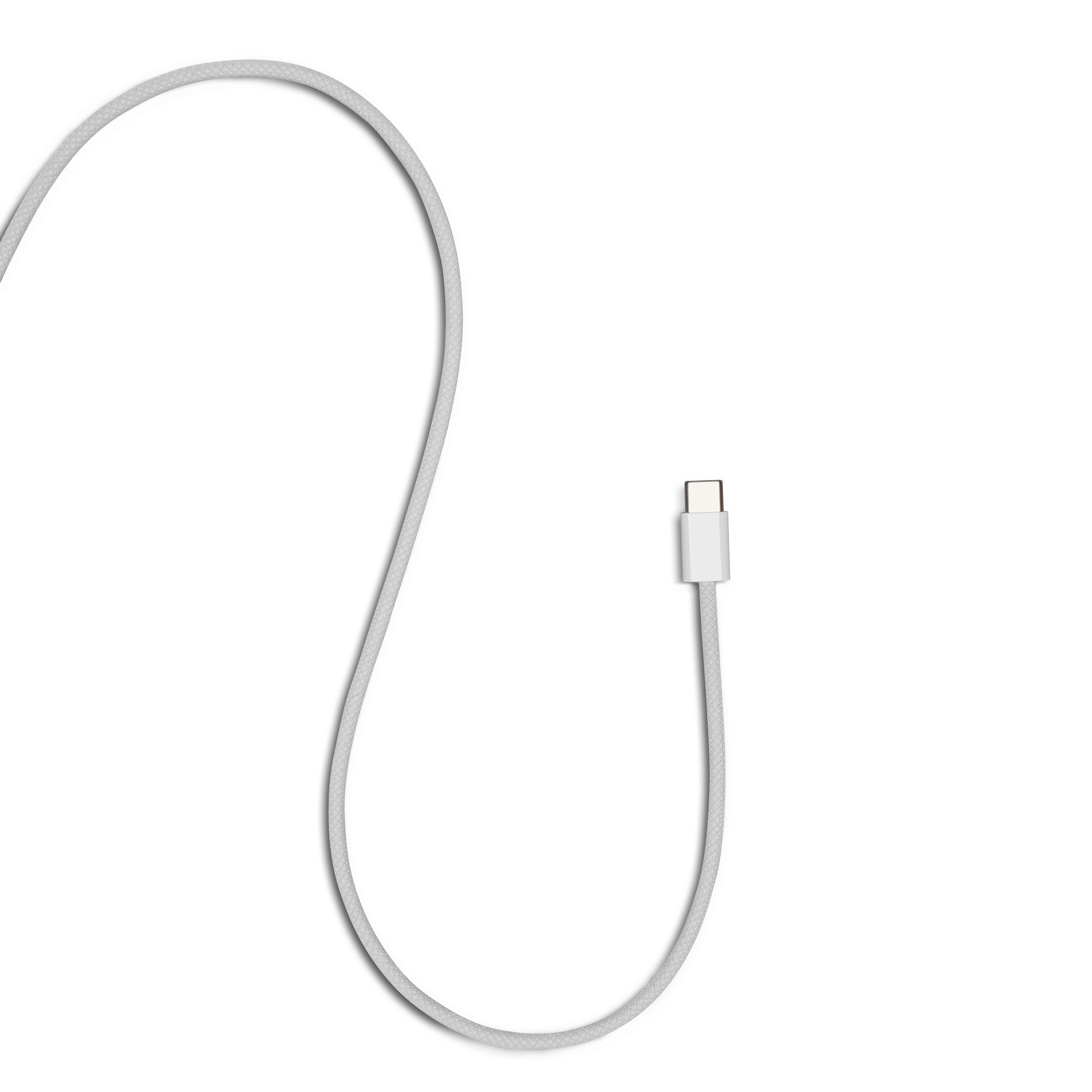 Linocell Flettet USB-A- til USB-C-kabel Hvit 0,5 m