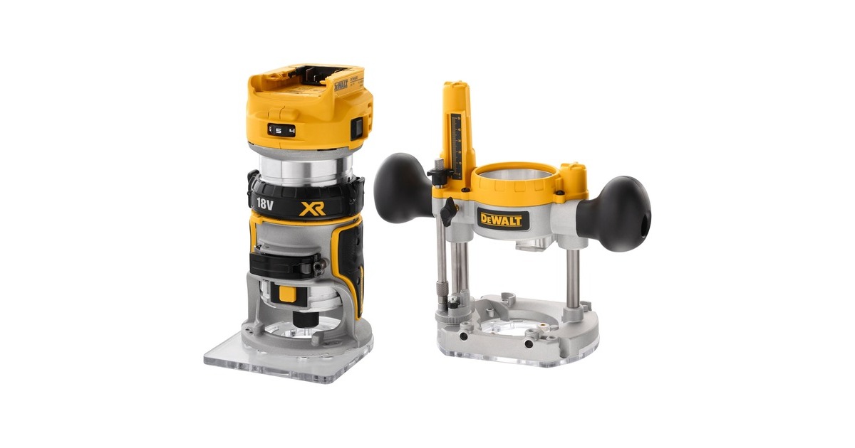 DEWALT18V XR Brushless accu-invalfrees met verwisselbare zool bovenfrees  (Geel/zwart, Incl. TSTAK koffer, accu en oplader niet inbegrepen)
