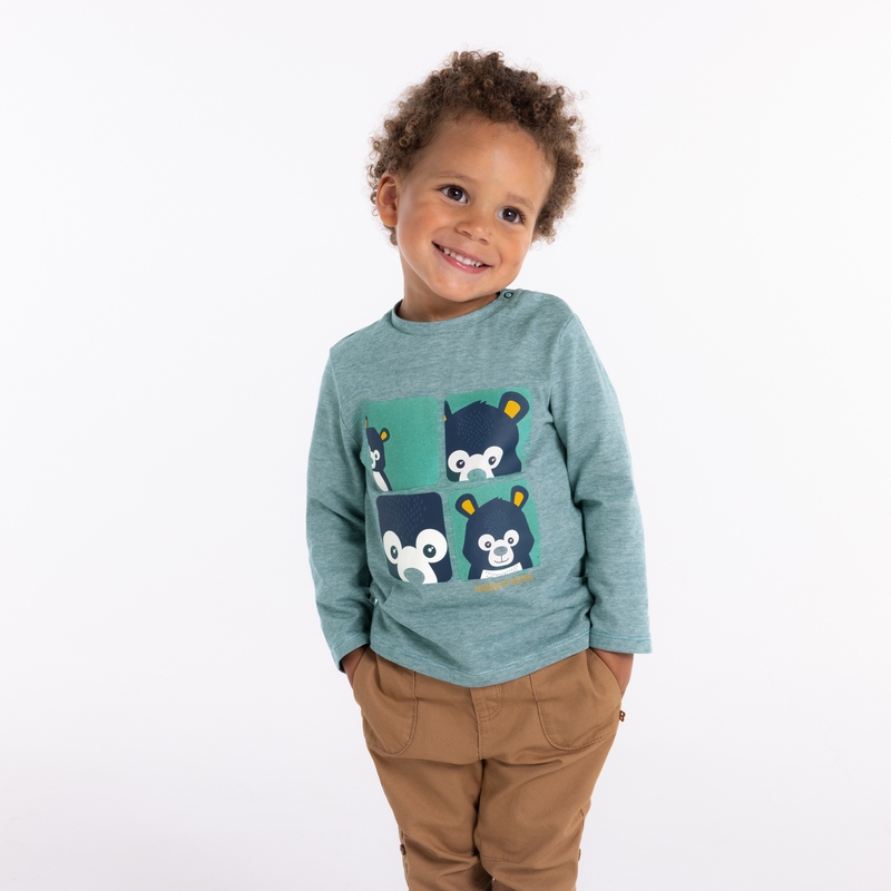 T-shirt animal zoom bleu bébé garçon