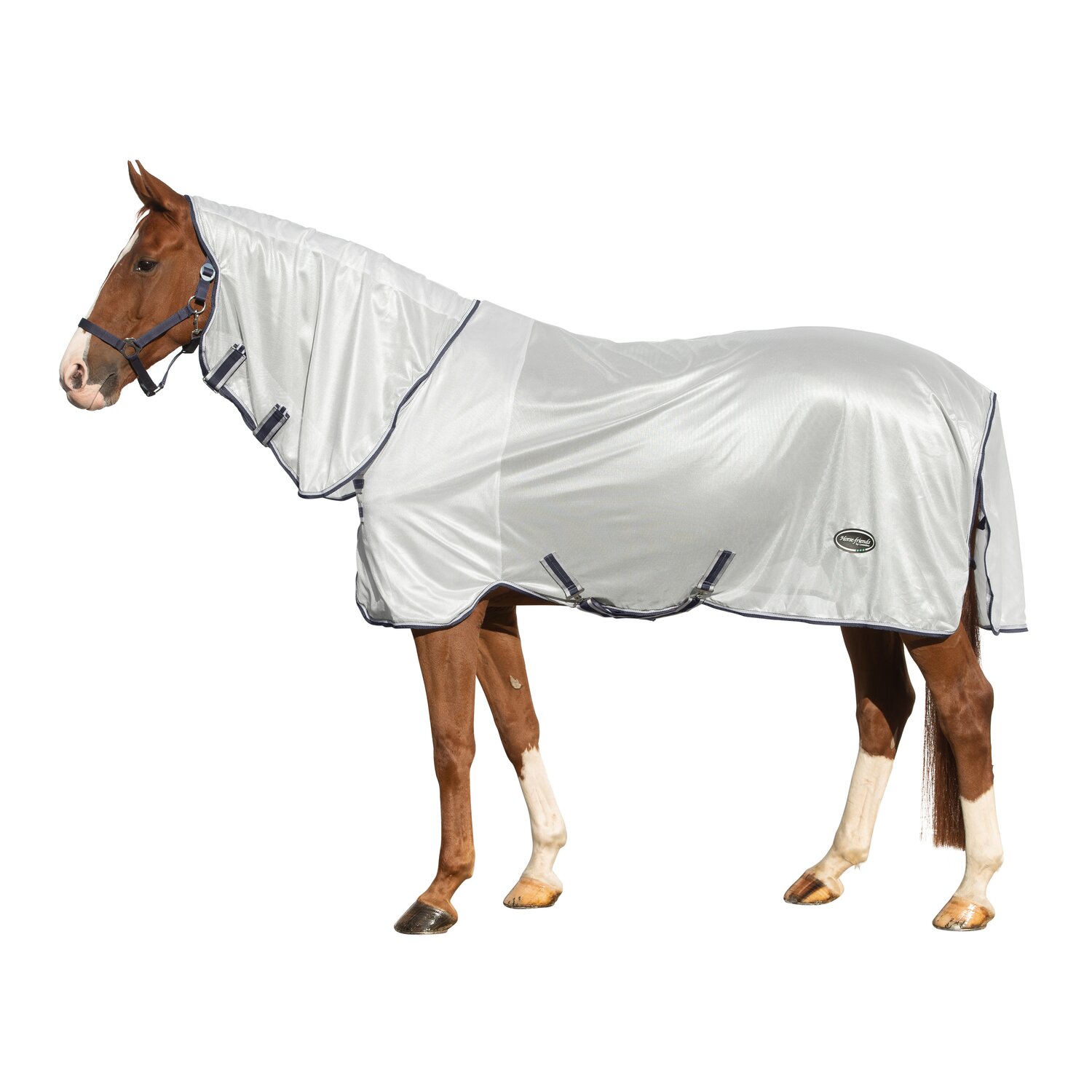 Horse-friends Fliegendecke mit festem Halsteil  - silber