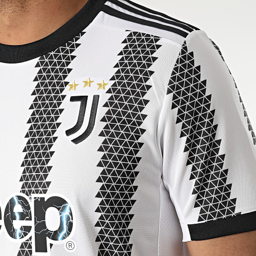 Maillot De Foot A Bandes Juventus H38907 Blanc Noir