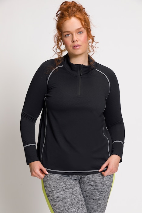 Sweatshirt, Stehkragen, Zipper, Langarm, Daumenloch