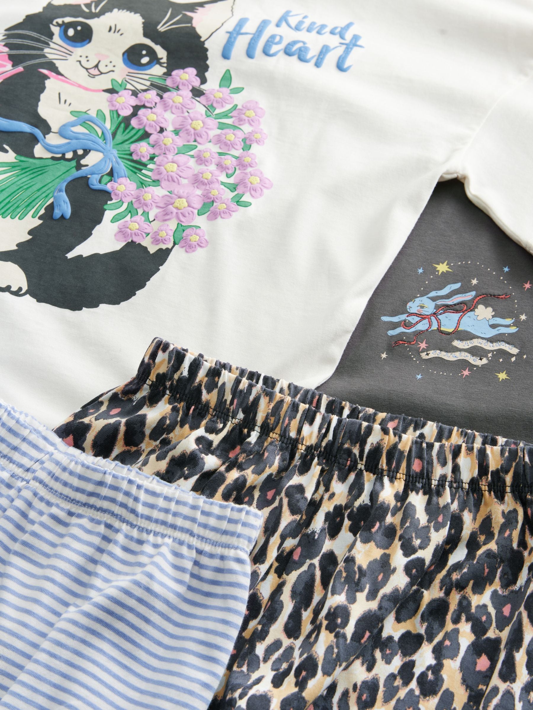 Charcoal Grey Cat Print - Verpakking van 2 pyjama's met joggingbroek (3 - 16 jr)