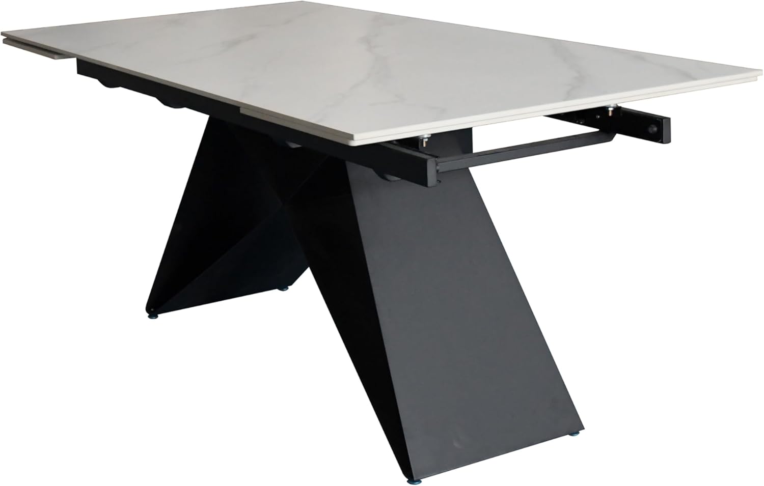SAM Keramiktisch Mia | 180 x 90 cm | ausziehbar auf 260 cm | Farbe: weiß matt | Butterfly-Gestell Metall schwarz | pflegeleichter Esstisch/Esszimmertisch
