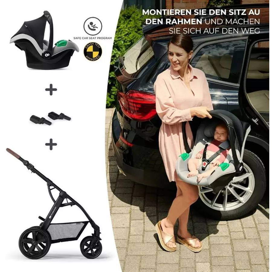 Kinderkraft Kombikinderwagen 3 in 1 MOOV CT MINK PRO GREY
