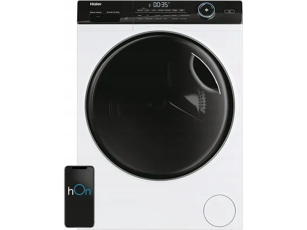 Haier I-Pro Series 5 HW80-B14959TU1 - Vaskemaskine - Wi-Fi - bredde: 60 cm - dybde: 44 cm - højde: 85 cm - frontbetjening - 8 kg - 1400 rpm - hvid med sort dør