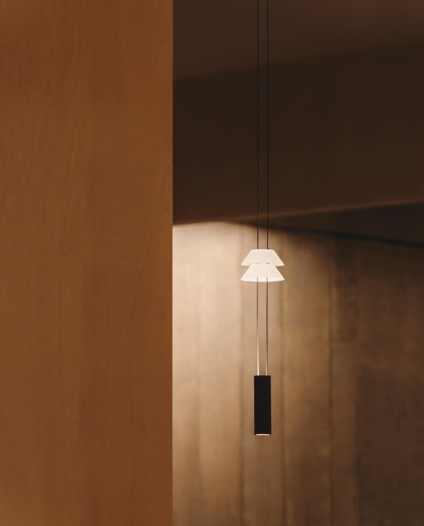 Vibia Flamingo Mini 1590 hanglamp LED Ø45 wit/zwart