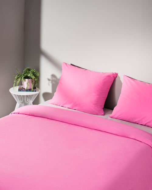 housse de couette coton doux 200 x 200/220 rose vif