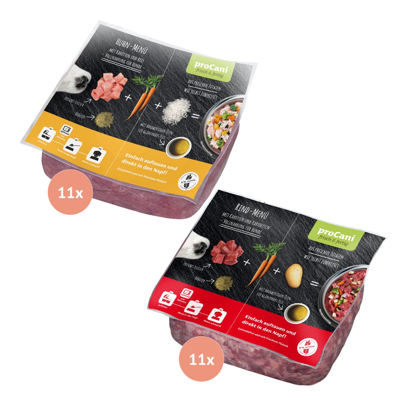 ProCani Menü Paket Rind und Huhn 22x500 g