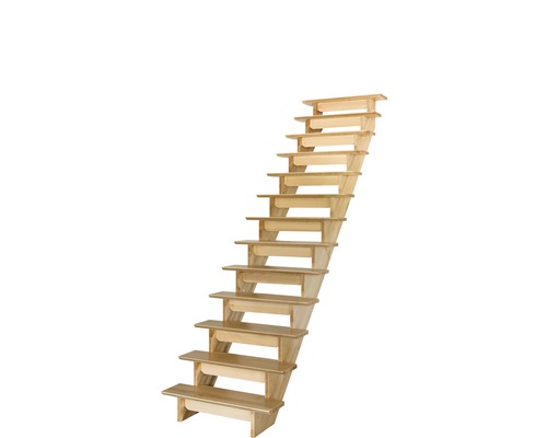 Pertura Linos beukenhouten trapboom, onbehandeld, recht, 85 cm, 12 treden / 13 stootborden