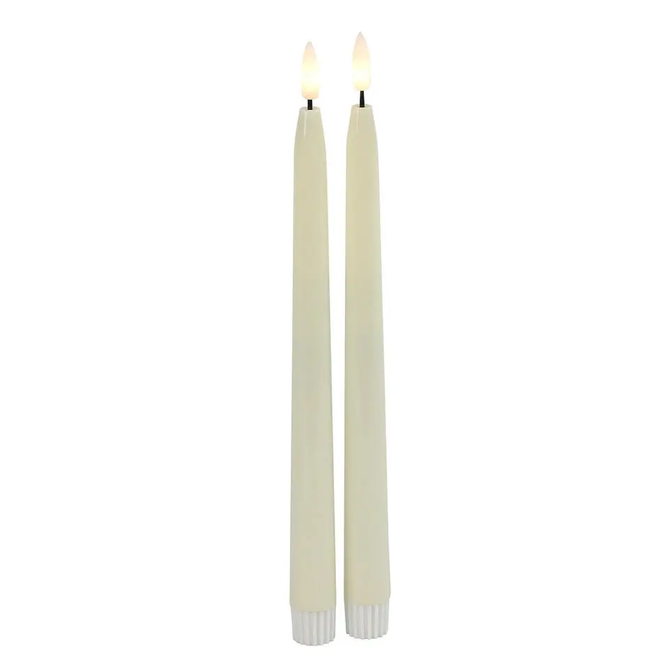 Countryfield Led kaarsen/dinerkaarsen - 2x - creme wit - 28 cm
