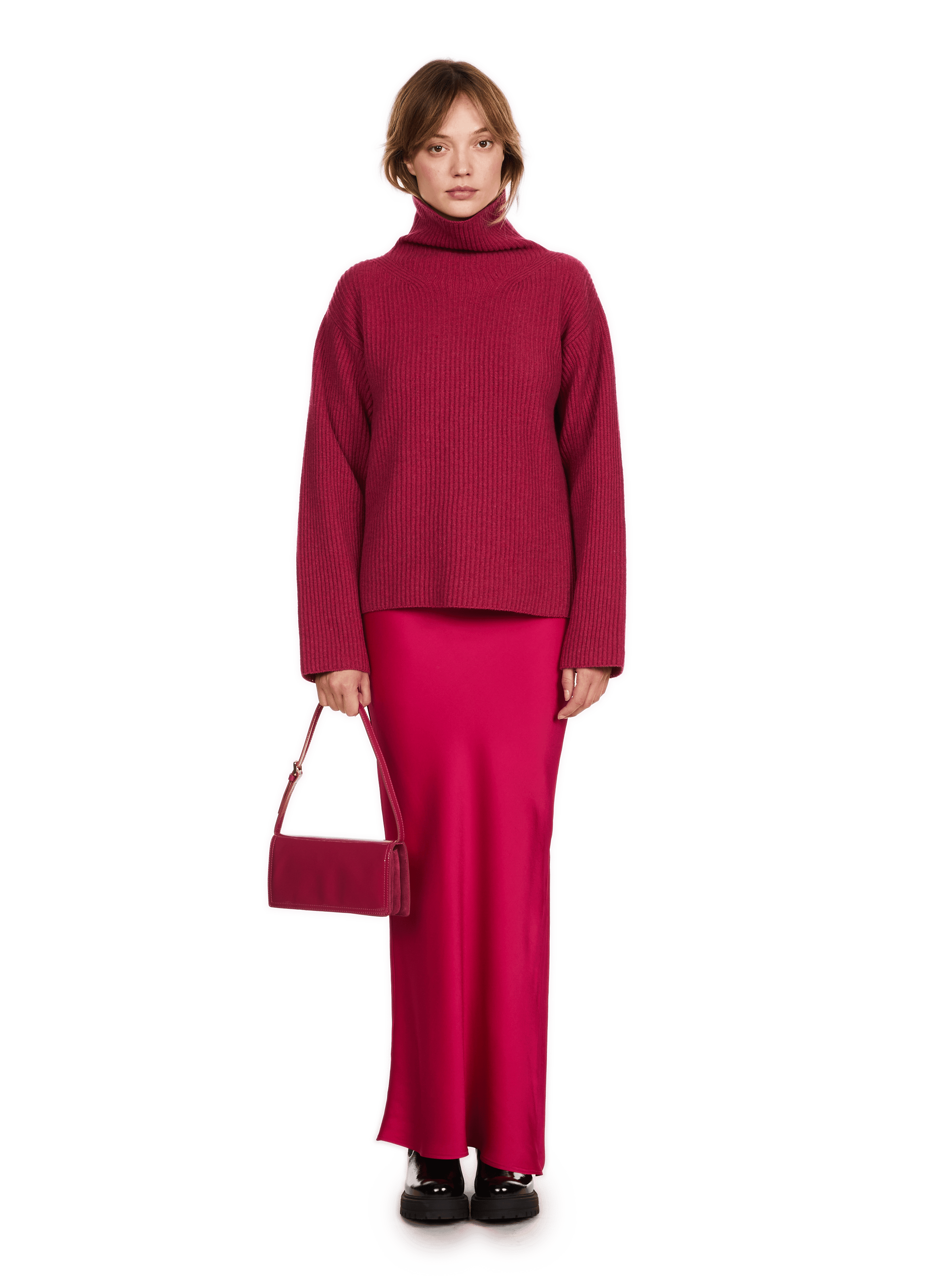 SERAN - Pull droit maille côtelée| Rose