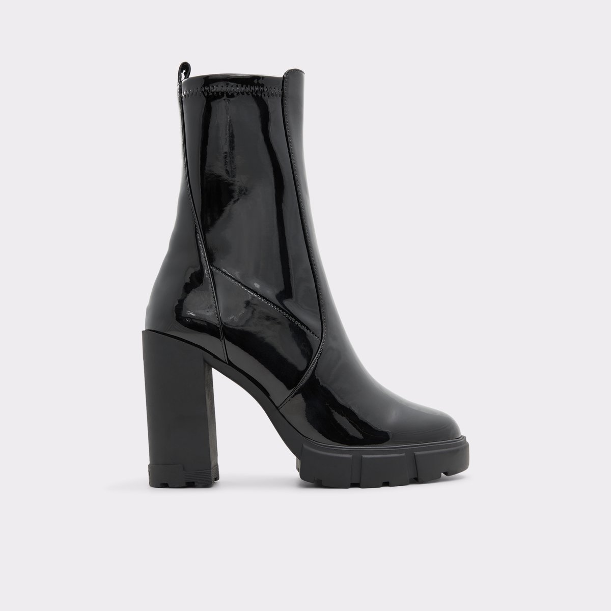 Ilanna Black Synthetic Patent Women Dress boots