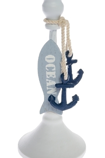 Teelichthalter - weiß-blau - 29 cm hoch