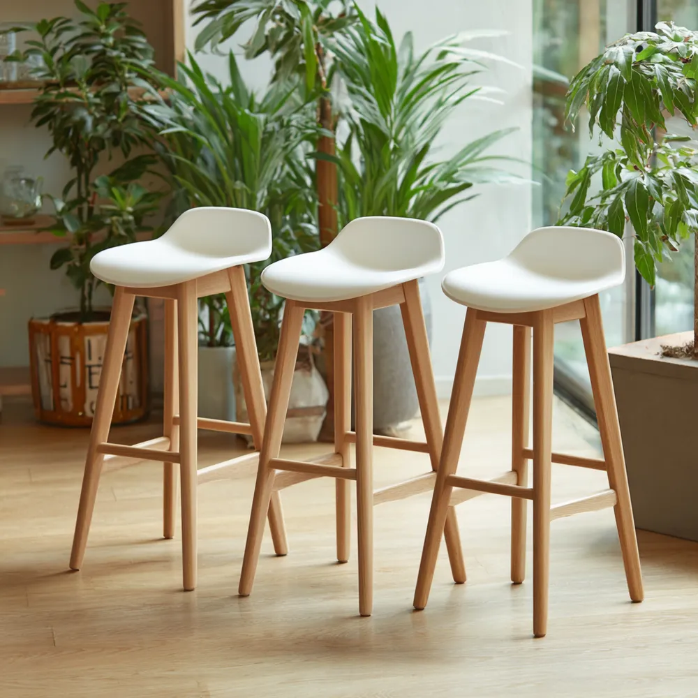 Barhocker Set 38x38x75 cm Holz Weiß – Modernes Design
