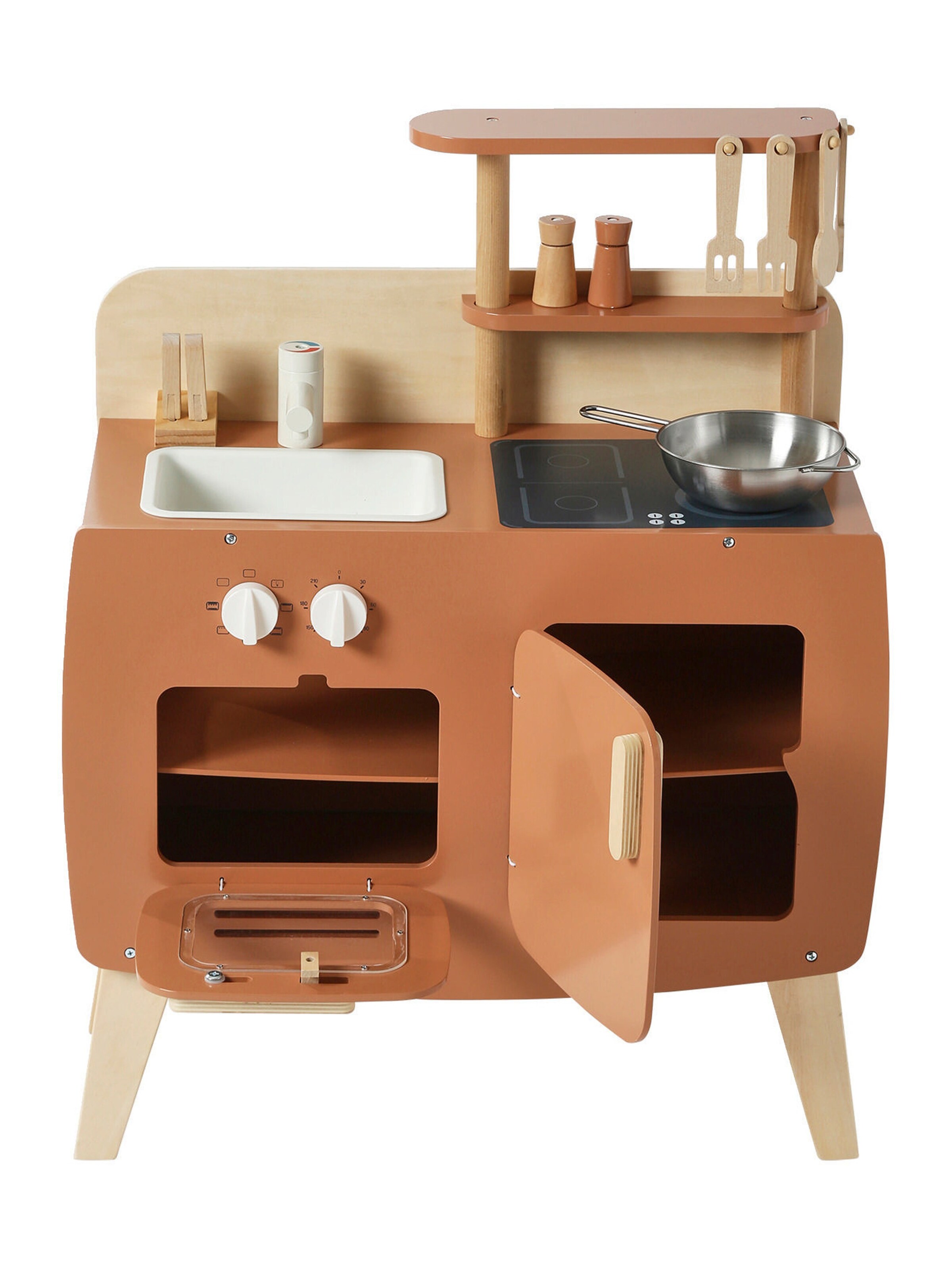 Vertbaudet Retro-Spielküche, Küche aus Holz FSC® karamel/natur mini retro